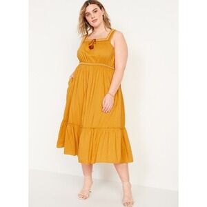 Old Navy Sleeveless Waist Defined Embroidered Clip Dot Maxi Dress Plus Size 3X